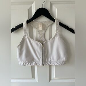 Lucy Zip Up Front Sports Bra Size Large White